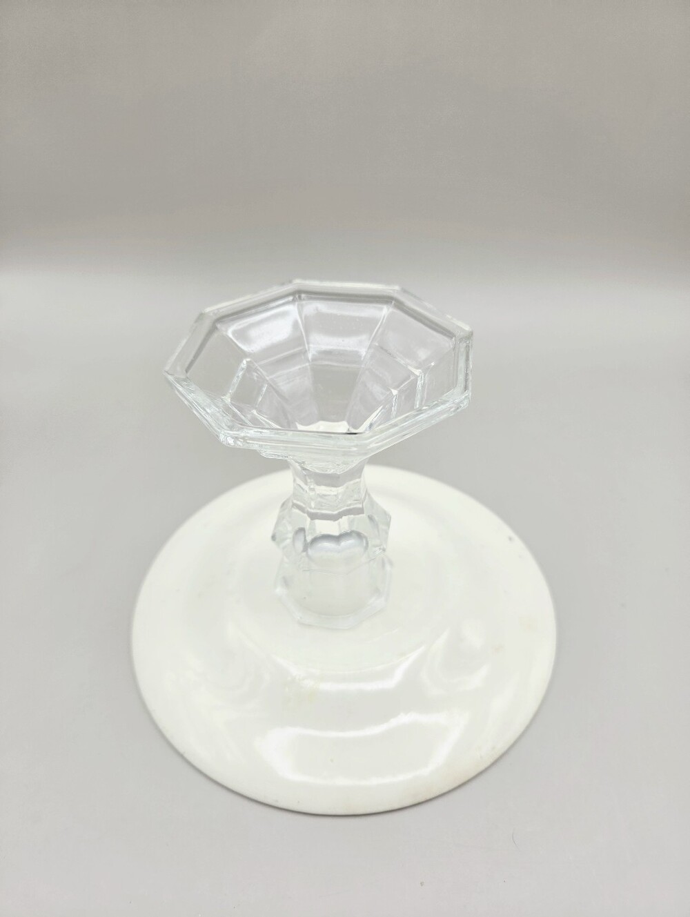 Mini Cake Stand or Cupcake Stand, Red & White Floral on Clear Glass Pedestal - Picture 6 of 7